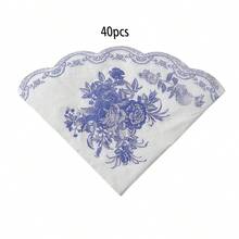 20/40/60pcs Blue & White Ceramic Patterned Napkins, 2-Ply Disposable Cocktail Party Napkins, Vintage Blue & White Ceramic Style Printed Tissue Napkins With Scalloped Edges, Suitable For Weddings, Bridal Showers And Afternoon Tea, Size: 13*13 Inches - Multicolor - View 14