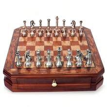 Easytoday Bộ cờ vua cao cấp 30,5cm/12inch tiêu chuẩn quốc tế với quân cờ bằng kim loại, bao gồm 2 quân Hậu bổ sung. Thích hợp làm quà tặng dịp lễ. - Nhiều màu - Xem 10