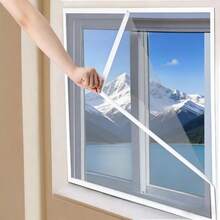 1pc Self-Adhesive High Density Window Screen, Breathable & Durable, Non-Obstructive, Suitable For Single/Double Layer Windows, Mosquito & Fly Repellent - White Edging and White Mesh - View 1