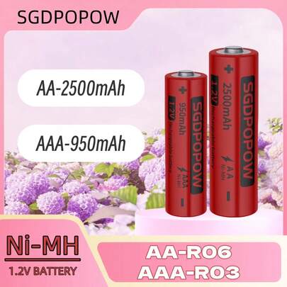 SGDPOPOW Ni-MH Rechargeable Batteries AA/AAA, High Efficiency, Continuous Power Supply, Better Usage