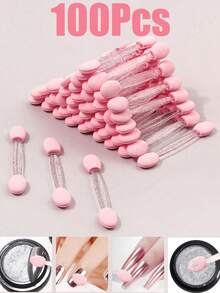 50/100支装一次性指甲刷，指甲清洁工具，双头眼影眉刷，一次性唇膏唇刷，适用于卸妆，化妆刷，眼影刷，专业眼妆工具，或作为精致礼物。 - 彩色 - 查看 10