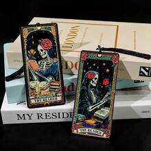 1/2 chiếc kẹp sách bằng acrylic hình đầu lâu và hoa hồng, kẹp sách chủ đề đầu lâu và bói bài Tarot, quà tặng lễ hội hoàn hảo cho người yêu sách, người đam mê Tarot và người hâm mộ thể loại giả tưởng đen tối. - Một kích cỡ phù hợp cho tất cả - Xem 4