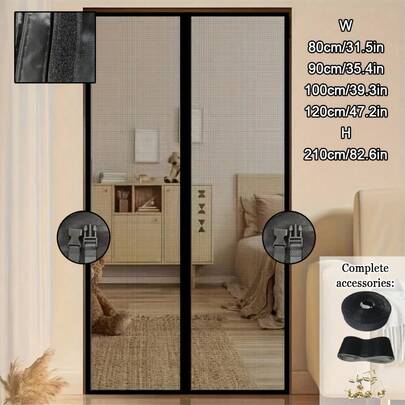 夏季蚊帐帘，磁性纱门帘，时尚隐形家居设计，防猫狗抓挠，黑色门帘