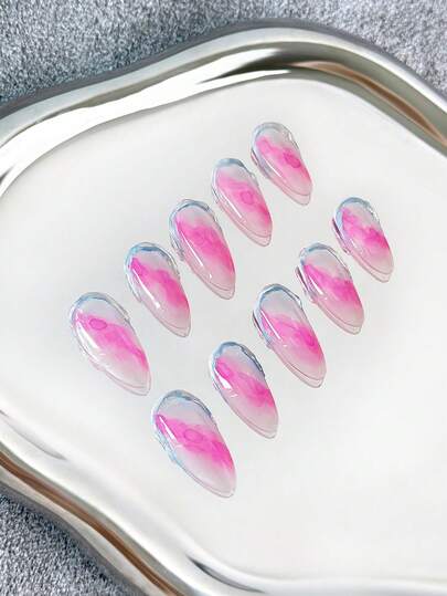 Y2K 29mm Stiletto Nails, Handmade, Clear Nail Tips, Nude, Chameleon Pink, Multi-Color, Personalized, Fashion, Modern, Elegant, Artificial Nails, Suitable For Party, Outdoor, Beach, Daily, Holiday, Gathering, Work And Special Occasions - 10pcs/Pack