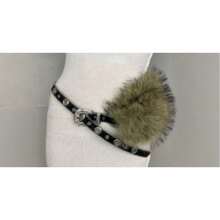 A Rhinestone And Fur Patchwork Belt, Shiny Fur Belt, New Y2K Versatile Pin Buckle Eyelet Spicy Girl Belt - Mẫu 5 - Xem 13