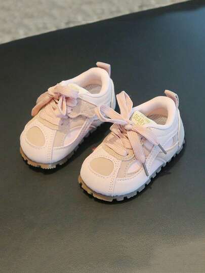 1 Pair Fashion Versatile Casual Pink Children's Shoes, Convenient Closure Soft & Comfortable Toddler Walking Shoes, Unisex Outdoor Non-Slip Running & Playing Sneakers, Lightweight Soft-Sole Pink Algan Shoes Suitable For 1-8 Years Old Kids For Daily Life And Outdoor Activities