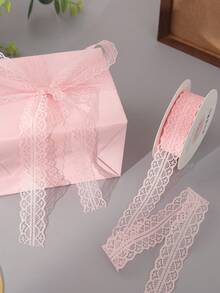 1 pieza Cinta de encaje de 22m de largo, ideal para envolver flores, decorar tartas, Día de San Valentín - Rosa - Ver 5