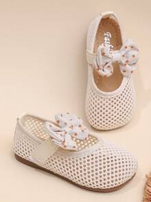 Primeros zapatos planos transpirables para bebé con elegante lazo - Beis - Ver 8