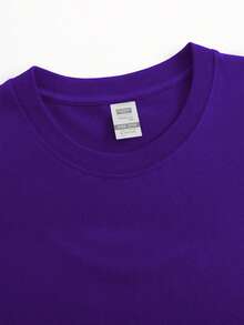 Men's Short-Sleeved Graphic T-Shirt, Urban Design, 100% Cotton, Unisex, Gift Idea For Him Or Her, Comfortable Casual Top. - 紫色 - 查看 3