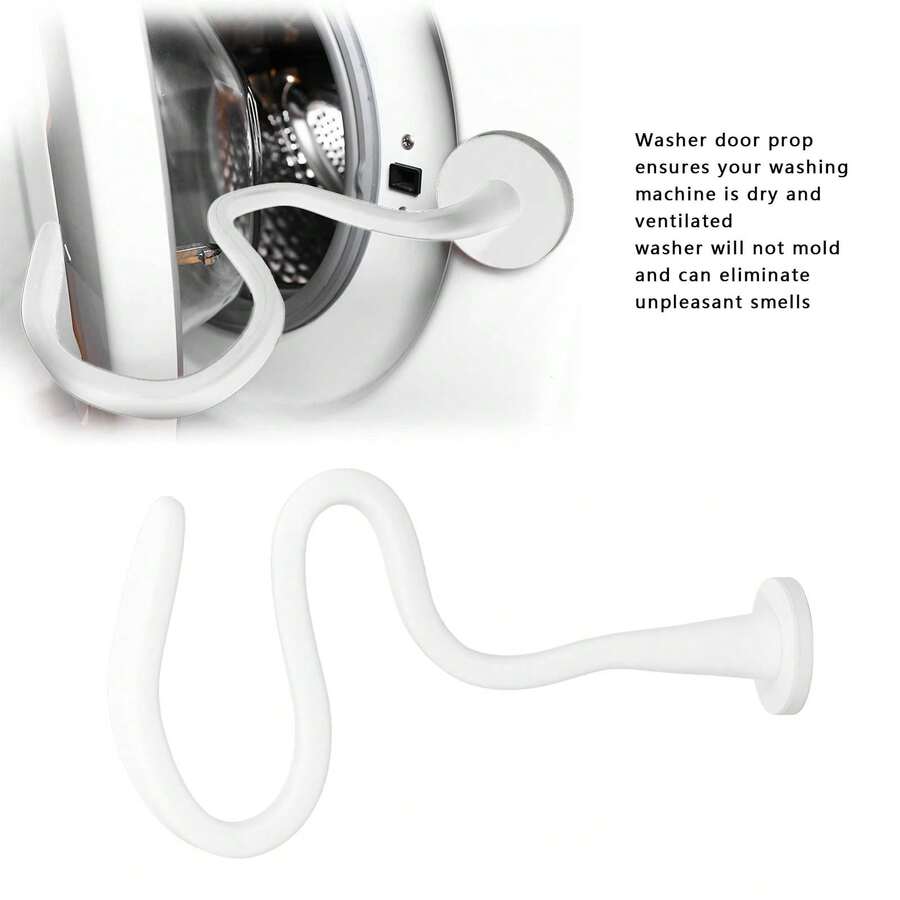 Support magnétique universel pour porte de lave-linge, support de porte de lave-linge à chargement frontal flexible et réglable, en alliage d'aluminium blanc avec silicone anti-moisissure et éliminateur d'odeurs - Voir 1