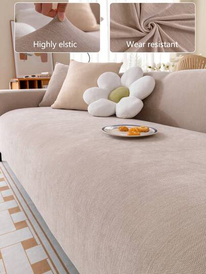 1pc All-Season Stretch Sofa Cover, Fabric Anti-Slip Full Wrap Sofa Cushion Slipcover With Foam Bars, Machine Washable Dust-Proof Couch Protector, Pet Friendly, Suitable For Bedroom, Office, Living Room L-Shaped And 1-4 Seat Sofa