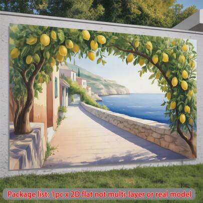 Phông nền phẳng 2D, 1 cái, biểu ngữ phẳng 2D hiển thị vòm cây chanh băng qua đường dành cho người đi bộ, phông nền chụp ảnh thích hợp cho tiệc tùng.