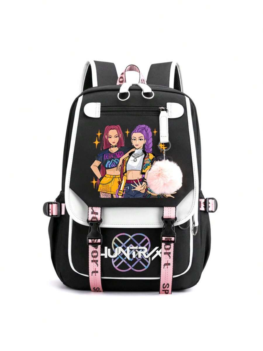 K-Pop   Print Korean College Style Backpack, Ergonomic Spine Protection Large Capacity School Bag For Junior & Senior High Students - 30 - View 1