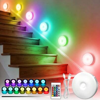 Đèn ngủ LED hẹn giờ, có thể điều chỉnh độ sáng, sạc USB, 16 chế độ RGB, kèm điều khiển từ xa, thích hợp sử dụng trong nhà tắm, phòng ngủ, nhà bếp, tủ, tủ trưng bày, tủ quần áo (250mAh)