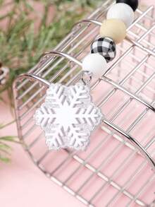 1pc Unique Snowflake Beaded Keychain, Adorable Snowflake Decor With Soft Wooden Beads Design, Perfect Christmas Stocking Stuffer Gift, Gift For Friends, Christmas Gift - Multicolor - View 8