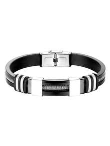 男士不锈钢手链，防水硅胶腕带 - 幾何 - 查看 5