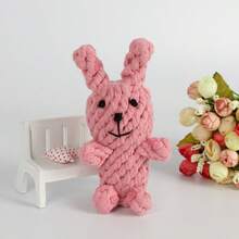 Pet Cotton Rope Toy Small Bunny Cotton Rope Dog Toy Teething Training Durable Chew Toy Ball Dog Supplies - Pink - View 1