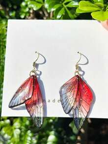 1 Đôi bông tai hình cánh bướm bằng nhựa tối giản thời trang, trang sức hình cánh bướm thủ công, bông tai vàng cỡ lớn, quà tặng sinh nhật và ngày Valentine. - A - Xem 9