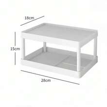 1个白色双层镂空桌面收纳架，笔筒兼储物架，办公桌配件，卧室装饰，浴室收纳，桌面用品 - 白色 - 查看 7