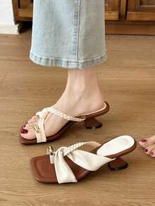 Retro Square Toe Slip-On Sandals, Casual Summer Vacation Versatile New Arrival Women Flip Flops - White - View 2