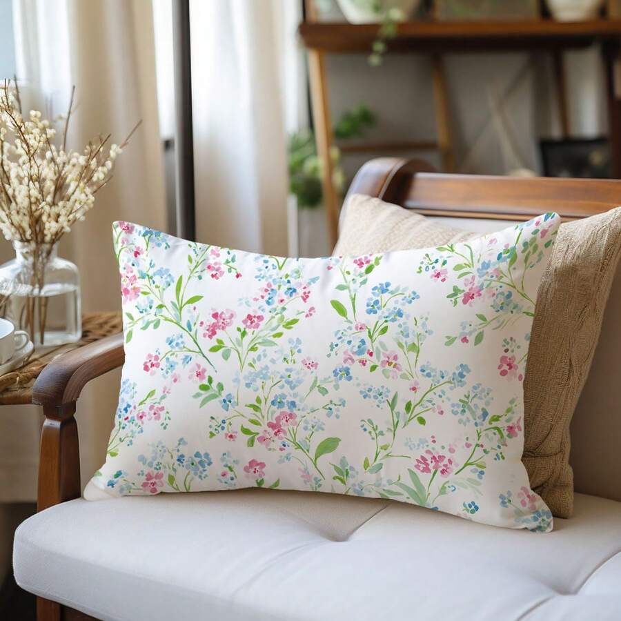 MEMNUN 1 Peça Capa de Almofada com Estampa Floral Miúda em Aquarela, Capa de Almofada para Decoração Doméstica, Feita de Tecido de Poliéster, Impressão Unilateral, Adequada para Sofá, Cama, Quarto, Escritório, Hotel, Todas as Estações, Presente (Sem Enchimento de Almofada), 11,81*19,71 pol (30*50 cm)/15,75*23,62 pol (40*60 cm) - Multicolorido - Visão 1