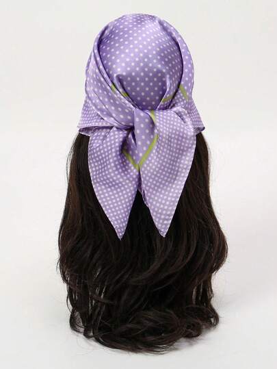 1pc Women's Luxury Elegant Fashion Polka Dot Print 70*70cm 100% Silk Bandana Scarf, Spring Headscarf Neck Tie Decoration