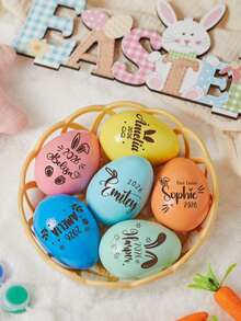 Personalized Carved Pattern Wooden Easter Eggs | Easter Egg Hunt Music Rattle, Birthday Graduation Gift - Multicolor - View 4