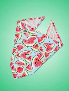 2 piezas Pañuelos triangulares ajustables con estampado de plantas y frutas para perros y gatos pequeños a grandes, con diseños de árbol de coco, girasol, para primavera y verano - Multicolor - Ver 10