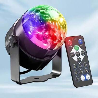 7-Mode LED Disco Ball Party Light With Remote Control - Colorful Sound Wave Activated Stage Light Suitable For KTV, Home Decoration, Birthday, Halloween, Christmas And DJ Bars - USB Powered, Multi-Room Compatible, Activity Lighting | Colorful LED Lights | Easy-To-Install Lighting, Disco Party Supplies