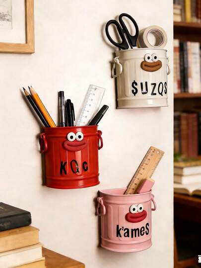 2个卡通笔筒多功能桌面收纳架装饰笔筒笔筒，适用于办公室和家庭