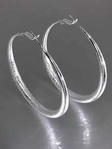 1 Pair Minimalist Chic Personalized Dot Design Hoop Earrings, Suitable For Women's Daily, Casual, Commute, Vacation Wear, Fashion Earrings - Silver - View 5