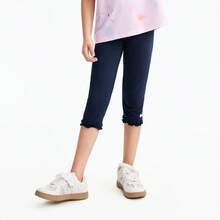 Annil Girls' High-Thread Count, High-Density Modal Soft Skin Breathable Elastic Capri Pants Yoga Pants - New Sapphire Blue - View 9