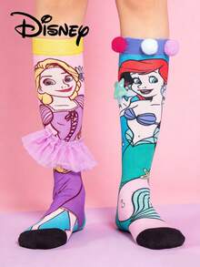 Disney 可爱3D儿童公主系列过膝长袜，时尚儿童派对长袜，高品质礼物，开学季，趣味时尚小粉丝公主小腿袜 - 彩色 - 查看 3