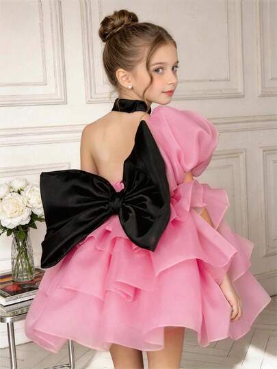 Tween Girl Bowknot Strap Dress, Princess Dress For Girls, Suitable As Birthday Gift, Flowergirl, Wedding, Banquet, Party, School Performance, And Other Important Occasions