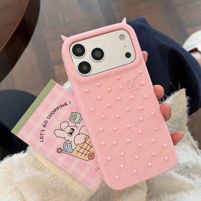 1个全新个性化卡通3D小恶魔减压尖刺头硅胶抗压尖刺头，适用于 17 Pro Max/16 Pro Max/15 Pro Max/14 Pro Max/13 Pro Max，独特时尚手机壳，送给女朋友、闺蜜的绝佳礼物