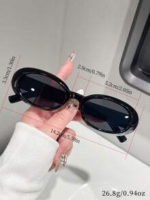 1副休闲椭圆形时尚眼镜，女士时尚防紫外线眼镜，适合夏季、海滩、旅行、派对、日常佩戴 - 黑色 - 查看 4