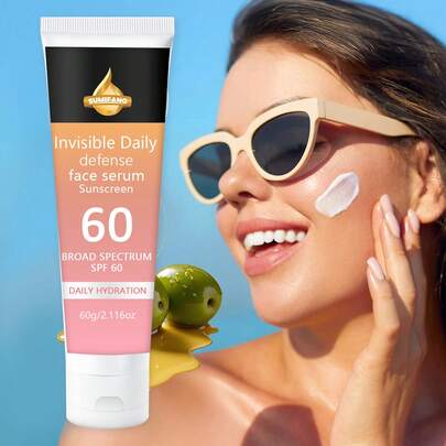 SUMIFANG 60g Protector solar híbrido físico-químico de amplio espectro con SPF50+ PA++, ligero, no grasoso, de secado rápido, resistente al sudor, de larga duración, amigable con el maquillaje y apto para pieles sensibles