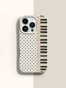 1个蕾丝边钢琴纹黑色波点图案液态硅胶防震手机壳，适合作为节日礼物，兼容苹果XS/XR/11/12/13/14/15/16/17 Pro/Pro Max/14/15/16 Plus - 彩色 - 查看 2