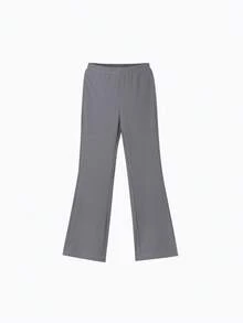 Annil Girls' New Summer High-Elasticity Flared Cropped Pants, Lightweight, Smooth, Split, Versatile Leggings - Twilight Gray - View 6