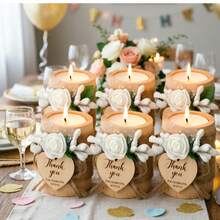 2pcs/6pcs Wooden Candle Holders, Wedding Party Guest Gifts, Thank You Gifts, Housewarming Gifts, Bridal Shower Gifts - Multicolor - View 1