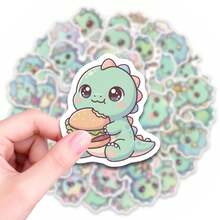50 PIEZAS Pegatinas lindas de dinosaurio verde, pegatinas de vinilo estéticas y resistentes al agua para botellas de agua, portátiles, monopatines, fundas de teléfono, diarios, scrapbooking, decoración para adolescentes y adultos, calcomanías de dinosaurio para personalizar artículos diarios, pegatinas divertidas de criaturas prehistóricas para manualidades y accesorios DIY - Multicolor - Ver 5