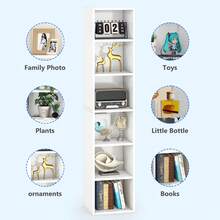LITTLE TREE 70.9 Inch Tall Narrow Bookcase, Modern White Corner Bookcase With Storage, 6 Tier Cube Display Shelves For Home Office (1) - 白色 - 查看 4