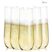香檳杯 2/5/8/10入 266ml 透明 PET 派對杯，適用於水、果汁、調酒、葡萄酒與甜點，適合餐飲活動、大型場地、餐廳、婚禮、生日派對、節日與聖誕節 - 查看 16