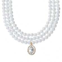 女士珍珠项链，百搭小众设计，优雅奢华颈链 - 銀色 - 查看 5