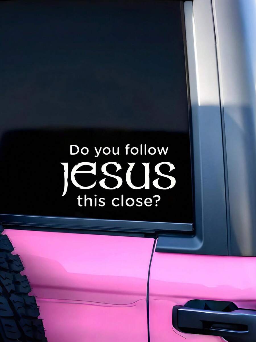 Are You This Close To Jesus? Reflective Vinyl Car Sticker - Non-Glossy Surface, Asymmetrical Shape, PVC Material, White; Suitable For Cars, Trucks, Walls, Laptops And Stickers, Car Body Stickers And Decals - Sticker - View 1