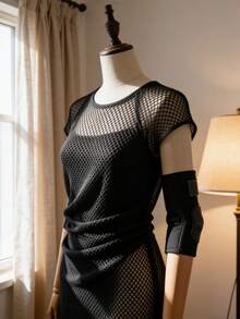 1件高品质涤纶网布，透气网布，适用于帽子、包包、鞋子等，加固型 - 黑色 - 查看 6