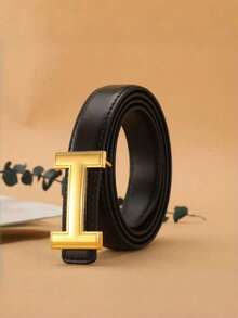 Versatile Women's Casual And Urban Fashion Belt With Alloy Buckle And Letter Decoration, For Summer, School, Autumn, Halloween - Work - View 2
