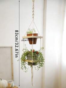 1pc-Bohemian Handmade Multi-Layer Hanging Plant Shelf – This Multi-Tier Hanging Flower Rack Is Ideal For Decor Arrangement In Living Room, Bedroom And Study, Perfectly Compatible With Bohemian, Nordic, Log And INS Home Styles. - Multicolor - View 11