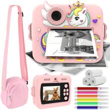 Kids Instant Print Camera, Kids Camera Instant Print, 1080P HD Video, Suitable For 3-12 Years Old Children, Christmas Birthday Gift, Boys Girls Christmas Birthday Gift, Portable HD Digital Camera Toy, Portable Camera - X7D-pink - View 2