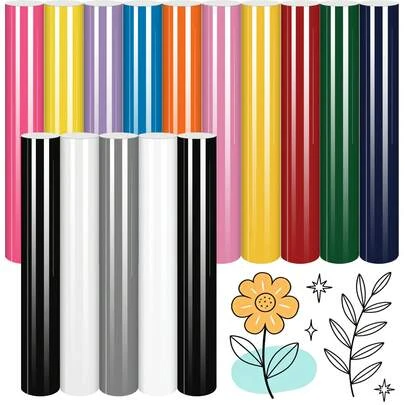 15pcs Permanent Vinyl - 12 X 10 Inch Permanent Vinyl Sheets, Glossy Surface Vinyl For Crafts, Home Decor, Mother's Day, Children's Day, Father's Day Decoration